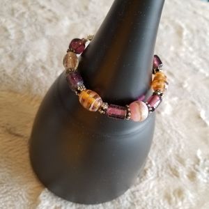 Beautiful Purple And Orange Beaded Bracelet